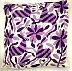 Exquisite Hand Embroidered Otomi Cushion Cover - Purple (45x45cm)