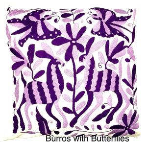 Exquisite Hand Embroidered Otomi Cushion Cover - Purple (45x45cm)