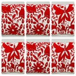 Exquisito Cojín Otomí Bordado a Mano - Rojo (45x45cm)