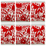 Squisita fodera per cuscino Otomi ricamata a mano - rosso (45x45 cm)
