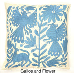 Exquisite Hand Embroidered Otomi Cushion Cover - Sky Blue (45x45cm)