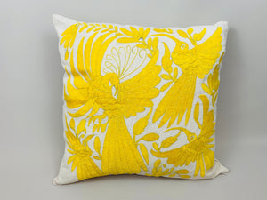 Exquisiter handbestickter Otomi-Kissenbezug - Gelb (45x45cm)