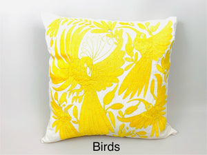 Exquisite Hand Embroidered Otomi Cushion Cover - Yellow (45x45cm)