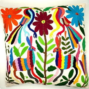 Exquisite Hand Embroidered Otomi Cushion Covers - Multicoloured (45x45cm)