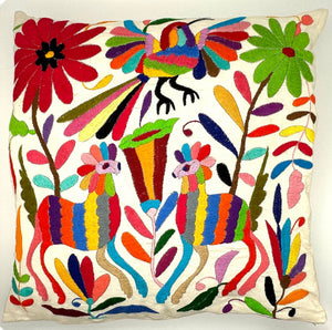 Exquisite Hand Embroidered Otomi Cushion Covers Multicoloured