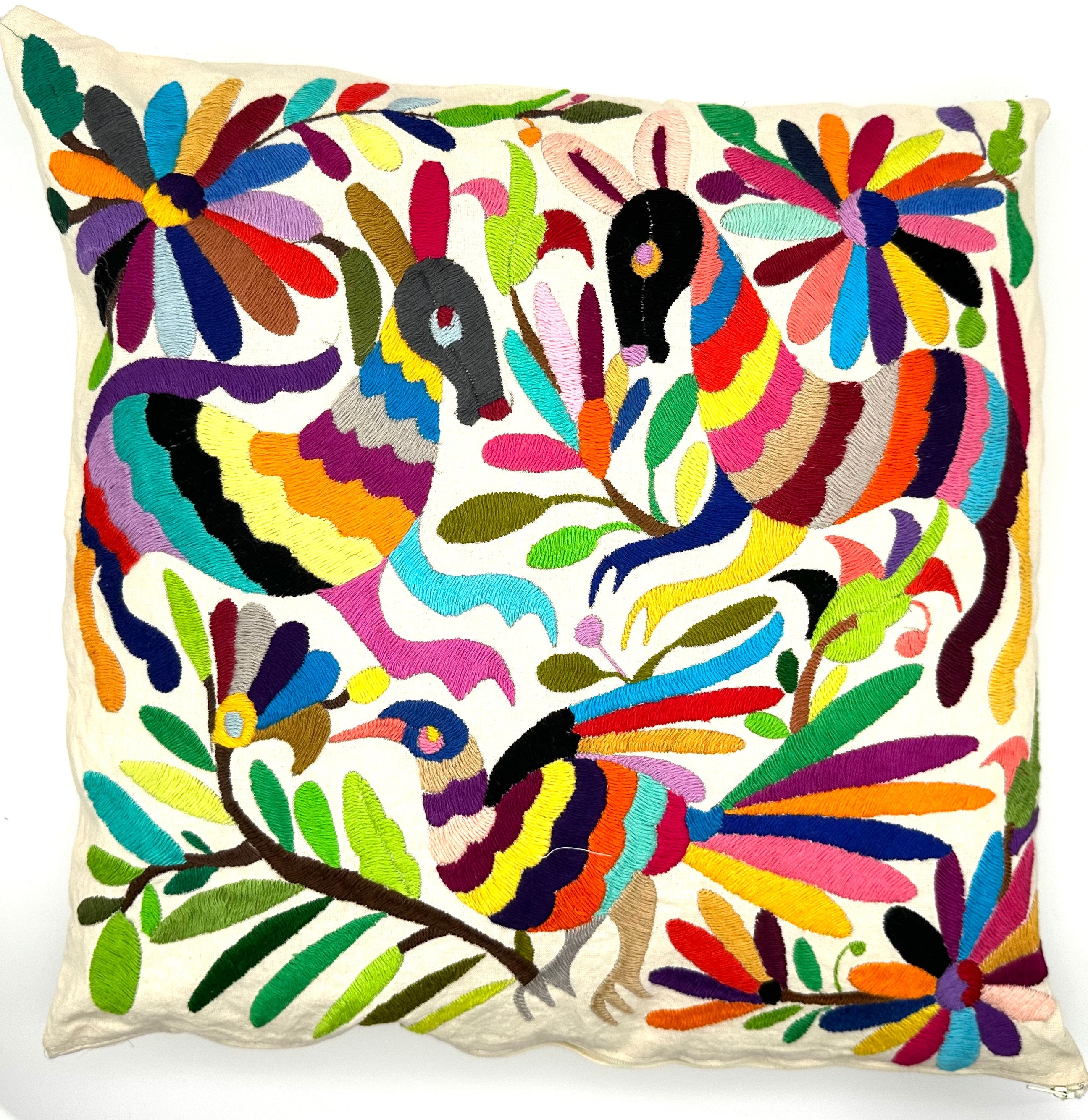 Exquisite Hand Embroidered Otomi Cushion Covers - Multicoloured (45x45cm)