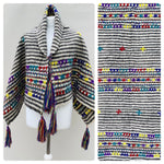 Hand Made 100% Mexican Wool Poncho PomCho Cape Shawl