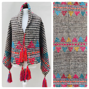 Poncho poncho in lana messicana fatto a mano al 100%.