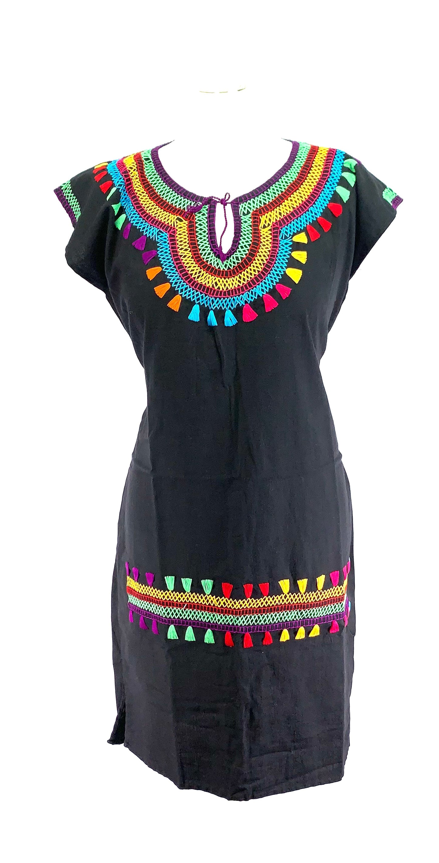 Handmade Mexican Embroidered Cotton Dress – Traditional Lightweight Summer Dress