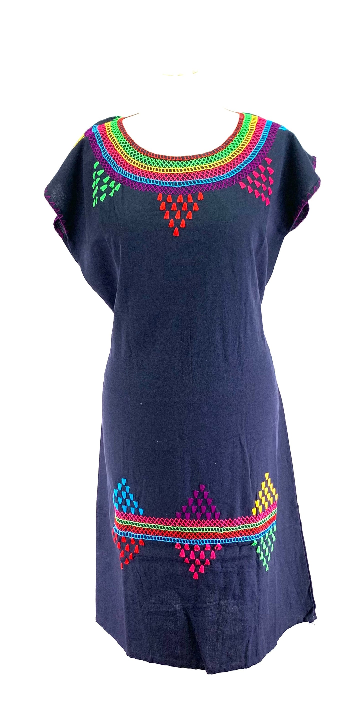 Handmade Mexican Embroidered Cotton Dress – Traditional Lightweight Summer Dress