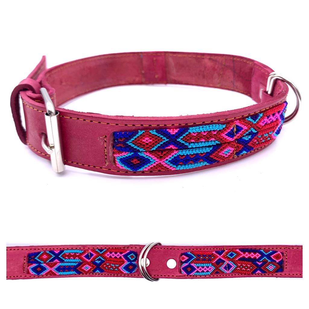Mexican Embroidered Leather Dog Collar – Large (50–60cm Neck) – 70cm
