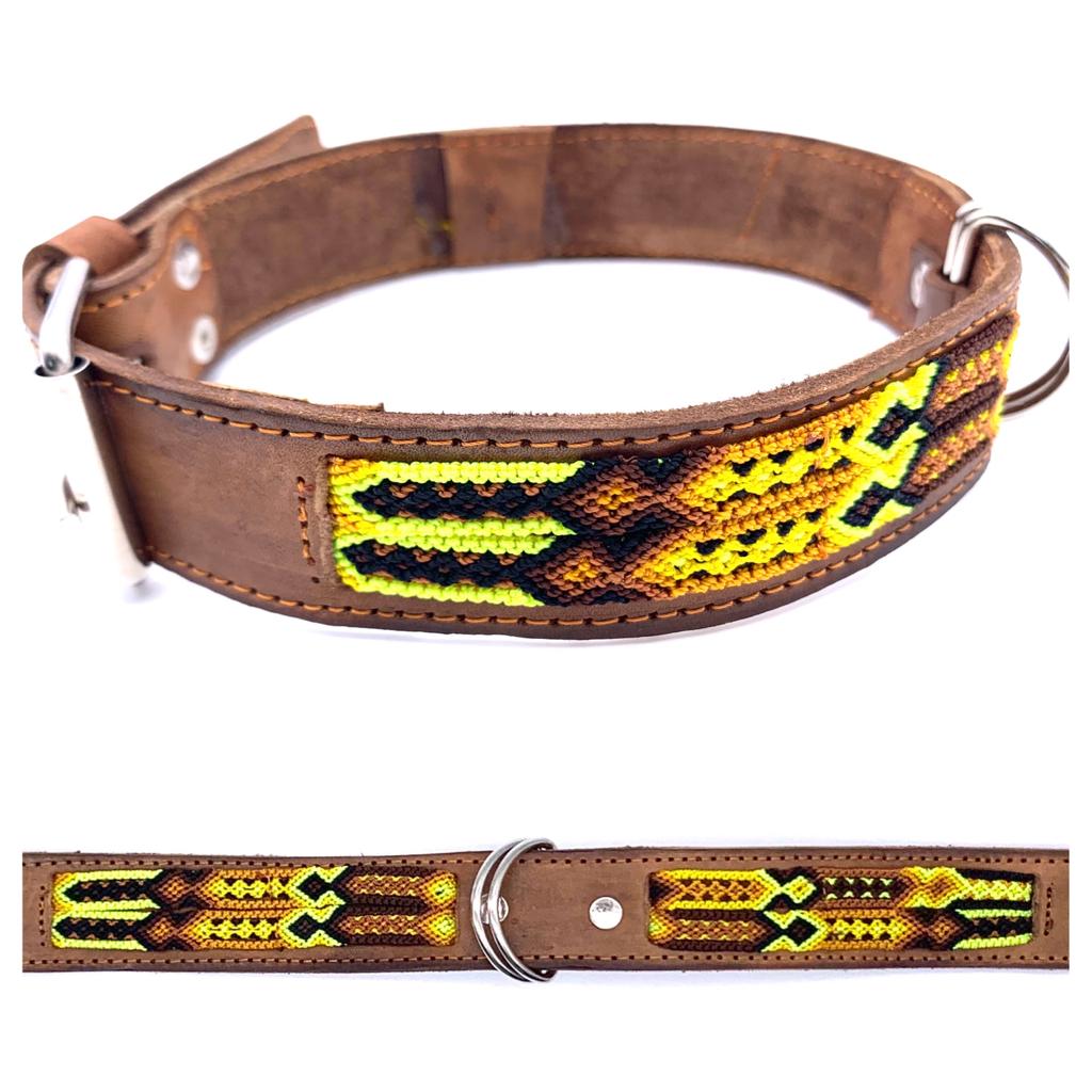 Mexican Embroidered Leather Dog Collar – M/L (47–57cm Neck) – 65cm