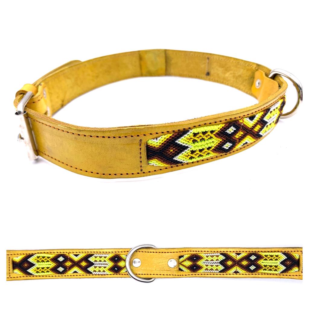 Mexican Embroidered Leather Dog Collar – XL (63–73cm Neck) – 80cm