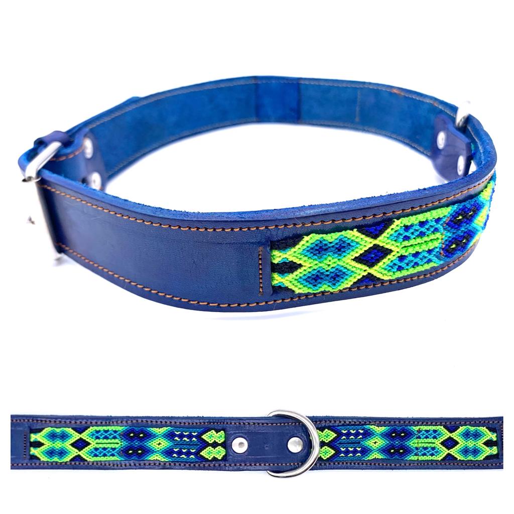 Mexican Embroidered Leather Dog Collar – XL (63–73cm Neck) – 80cm