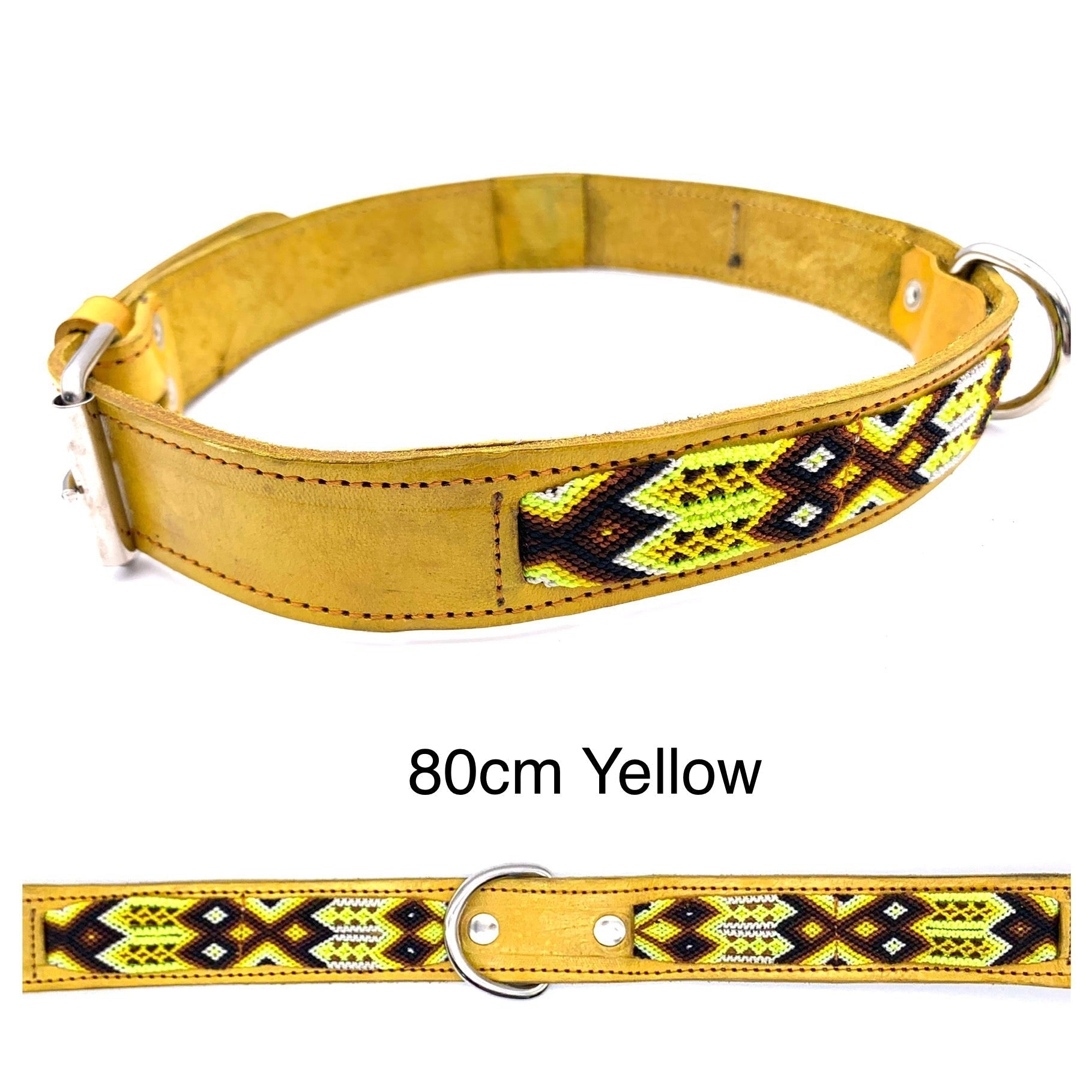 Mexican Embroidered Leather Dog Collar – XL (63–73cm Neck) – 80cm