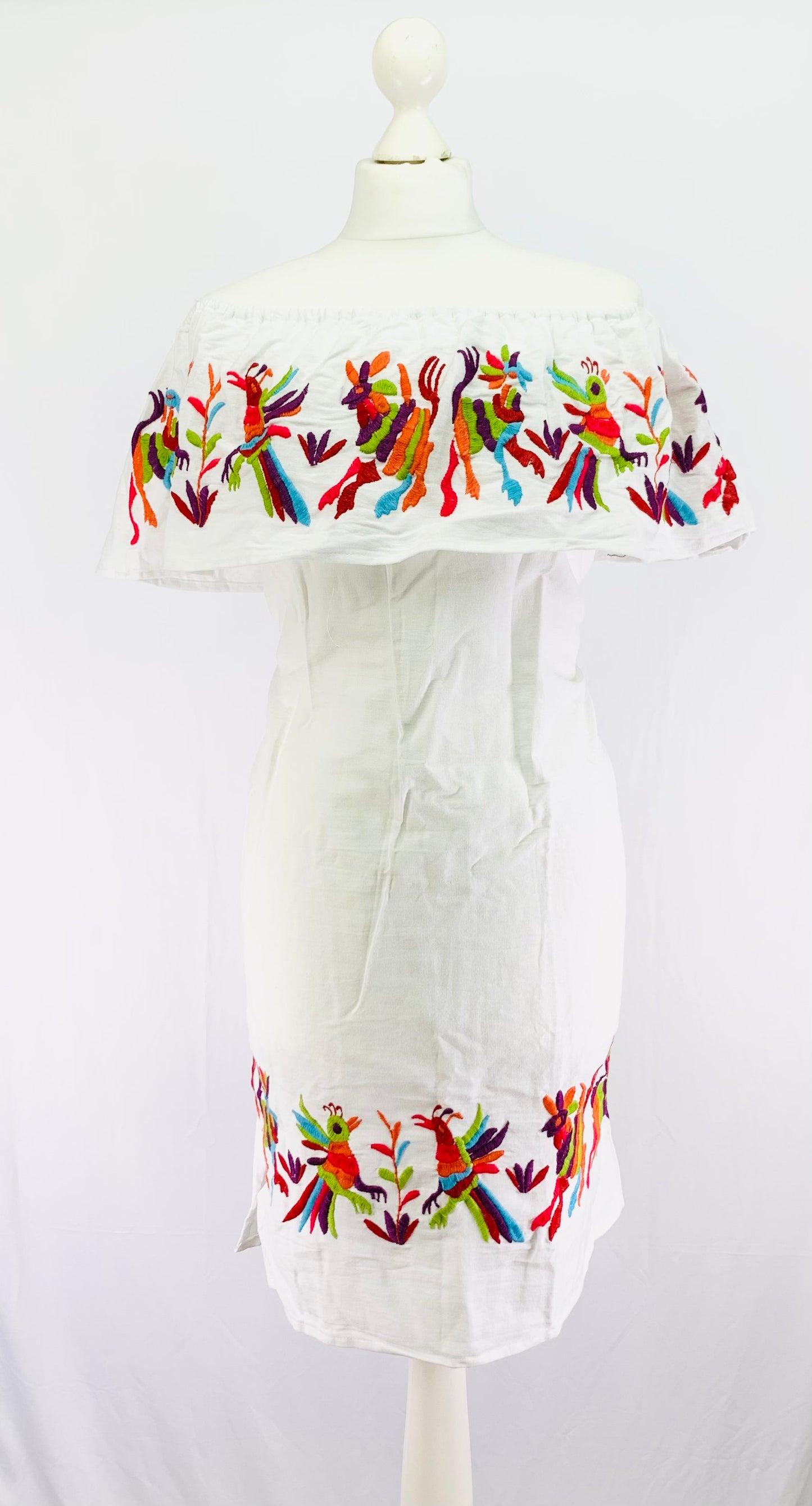 Mexican Otomi Embroidered Cotton Dress – Lightweight Summer Dress