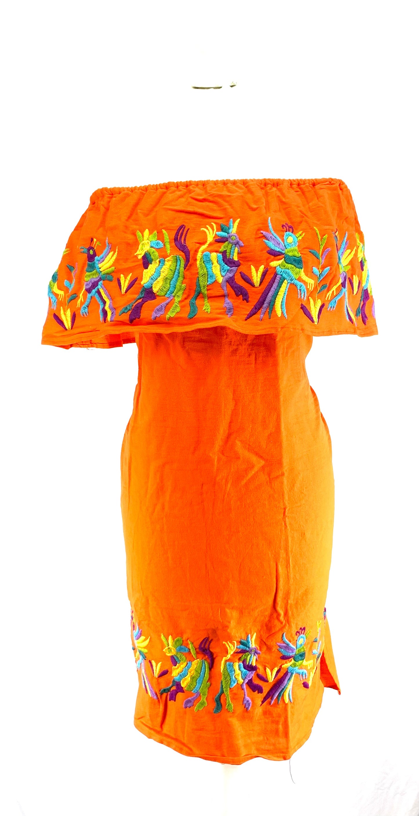 Mexican Otomi Embroidered Cotton Dress – Lightweight Summer Dress