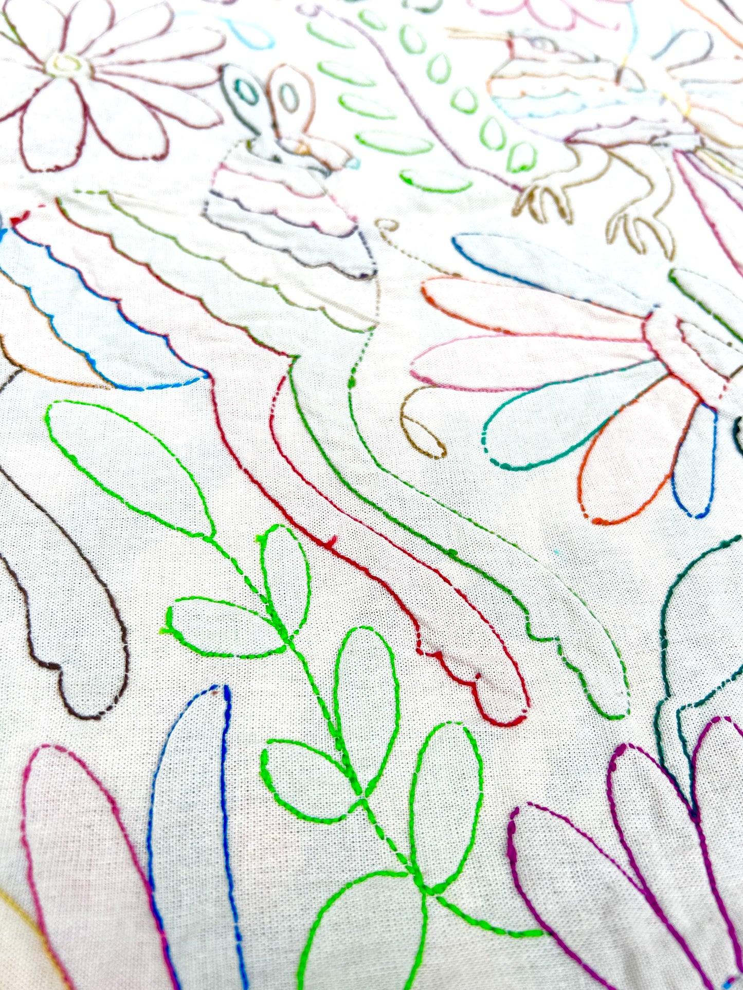 Mexican Otomi Embroidered Table Runner – Handmade Tenango Textile (195 x 45 cm)