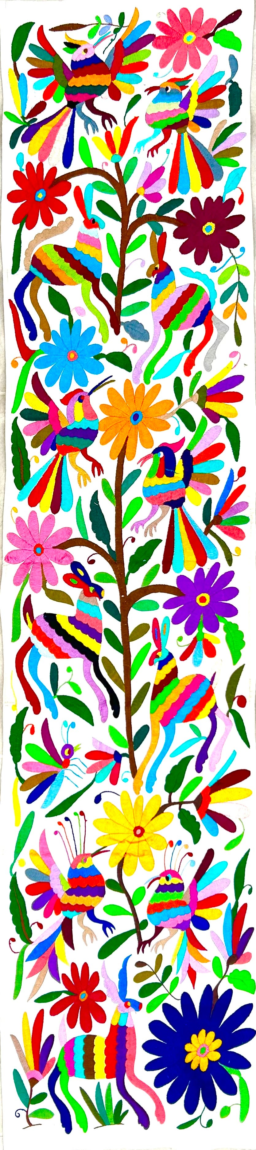 Mexican Otomi Embroidered Table Runner – Handmade Tenango Textile (195 x 45 cm)