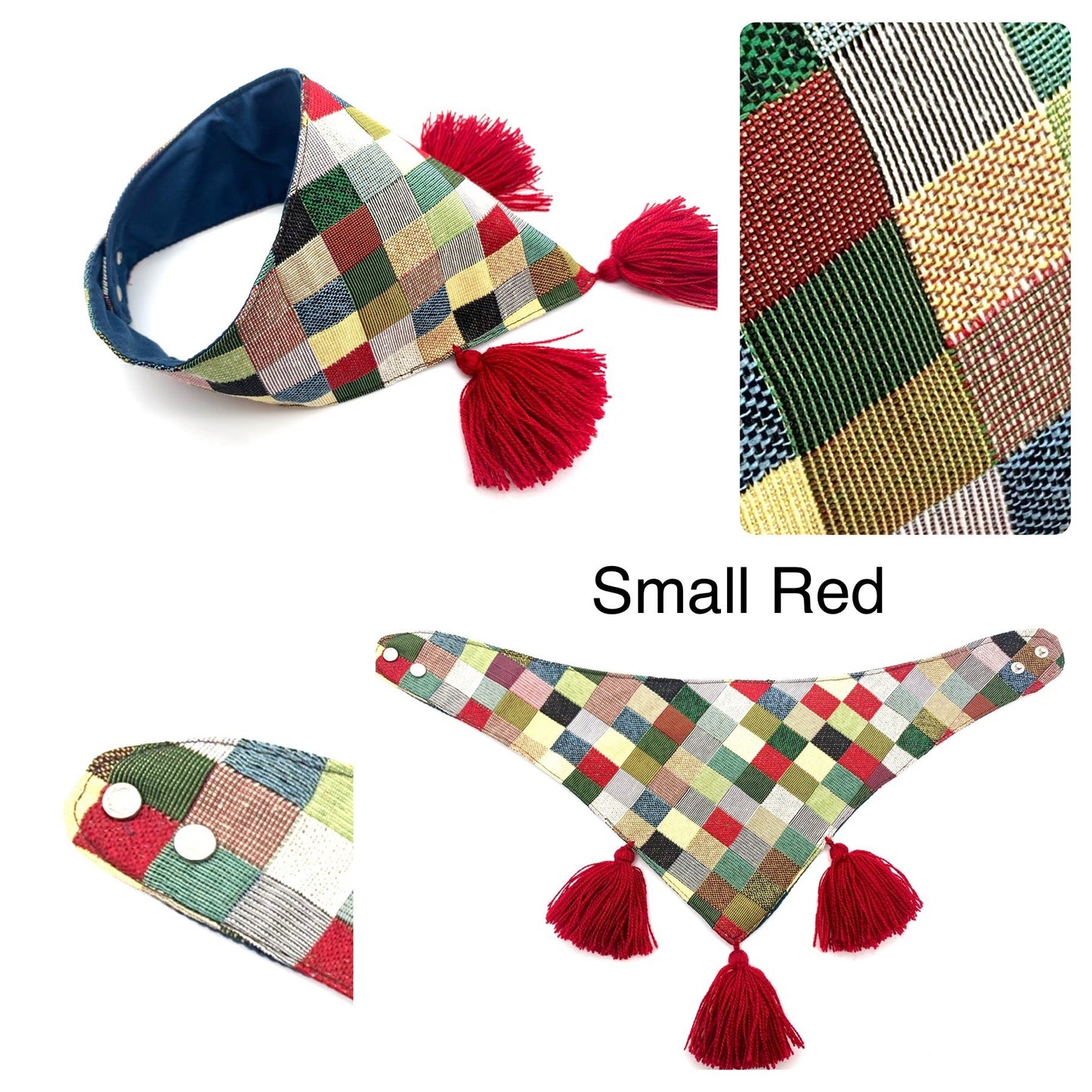 Mexican Pet Bandana with Pom Poms – Small (42–44cm Neck) – Colourful Dog & Cat Scarf