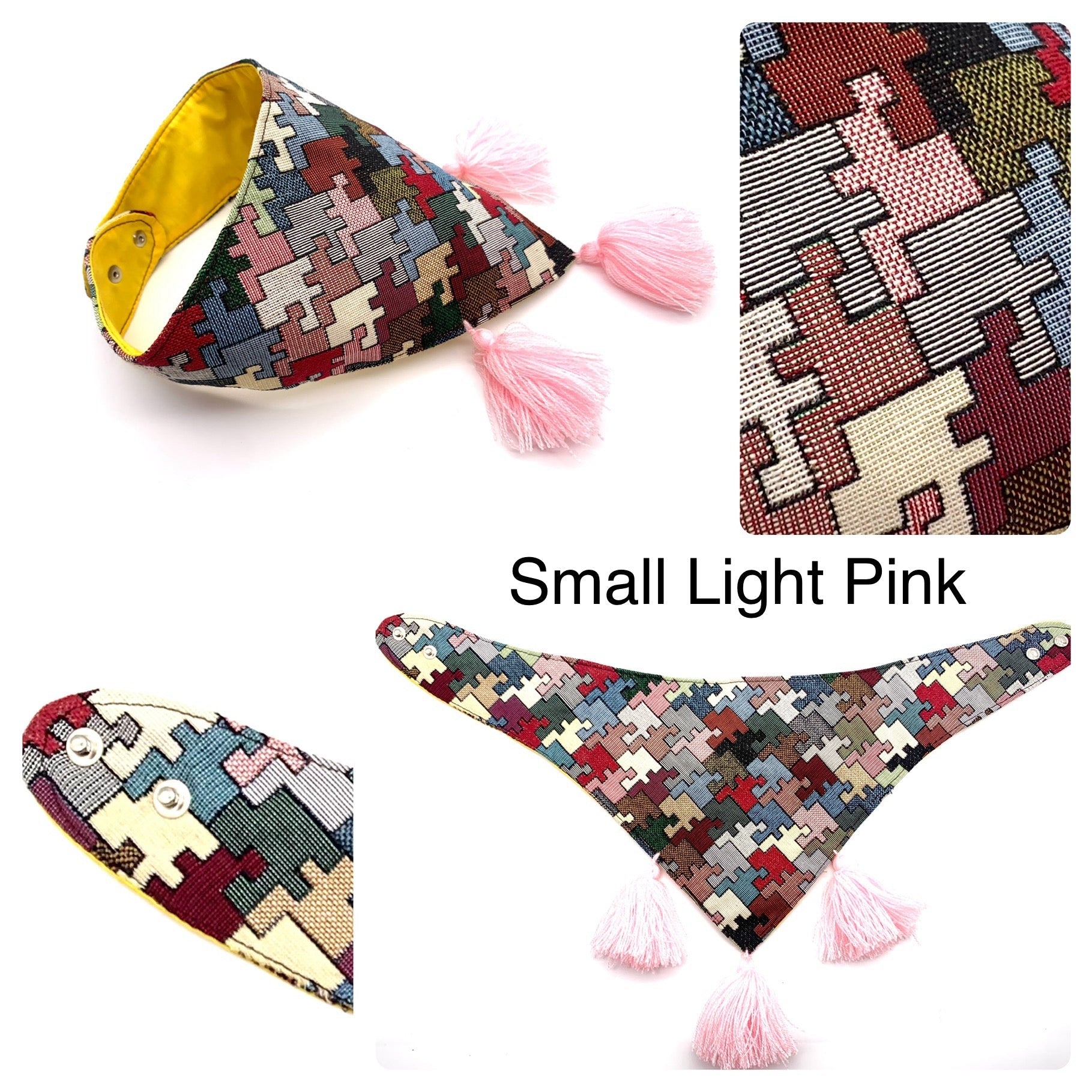 Mexican Pet Bandana with Pom Poms – Small (42–44cm Neck) – Colourful Dog & Cat Scarf