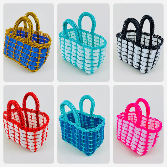 Mini Mexican Tianguis Tote Bag – Small Woven Bag for Kids, Beach & Everyday Treasure 13x9x9 cm