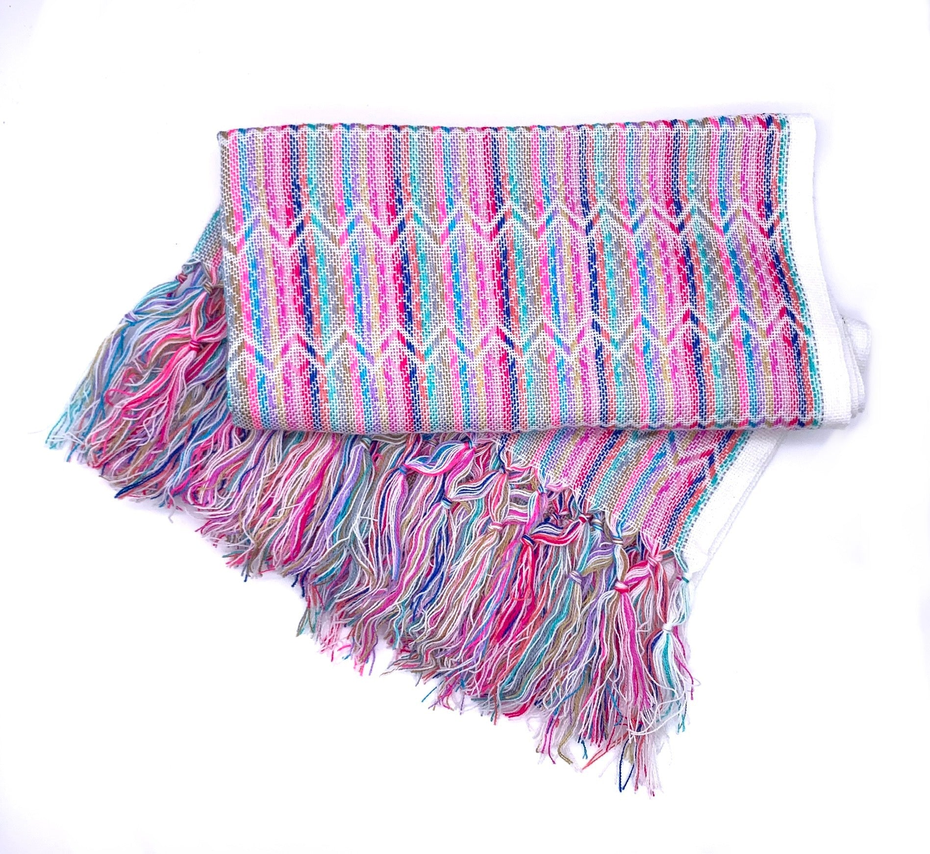 Châle Rebozo Mexicain Artisanal Classique Motif Losanges (195cmx67cm)