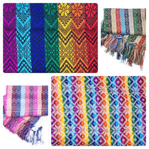 Multicolour Classic Artisanal Mexican Rebozo Shawl (195cmx67cm)