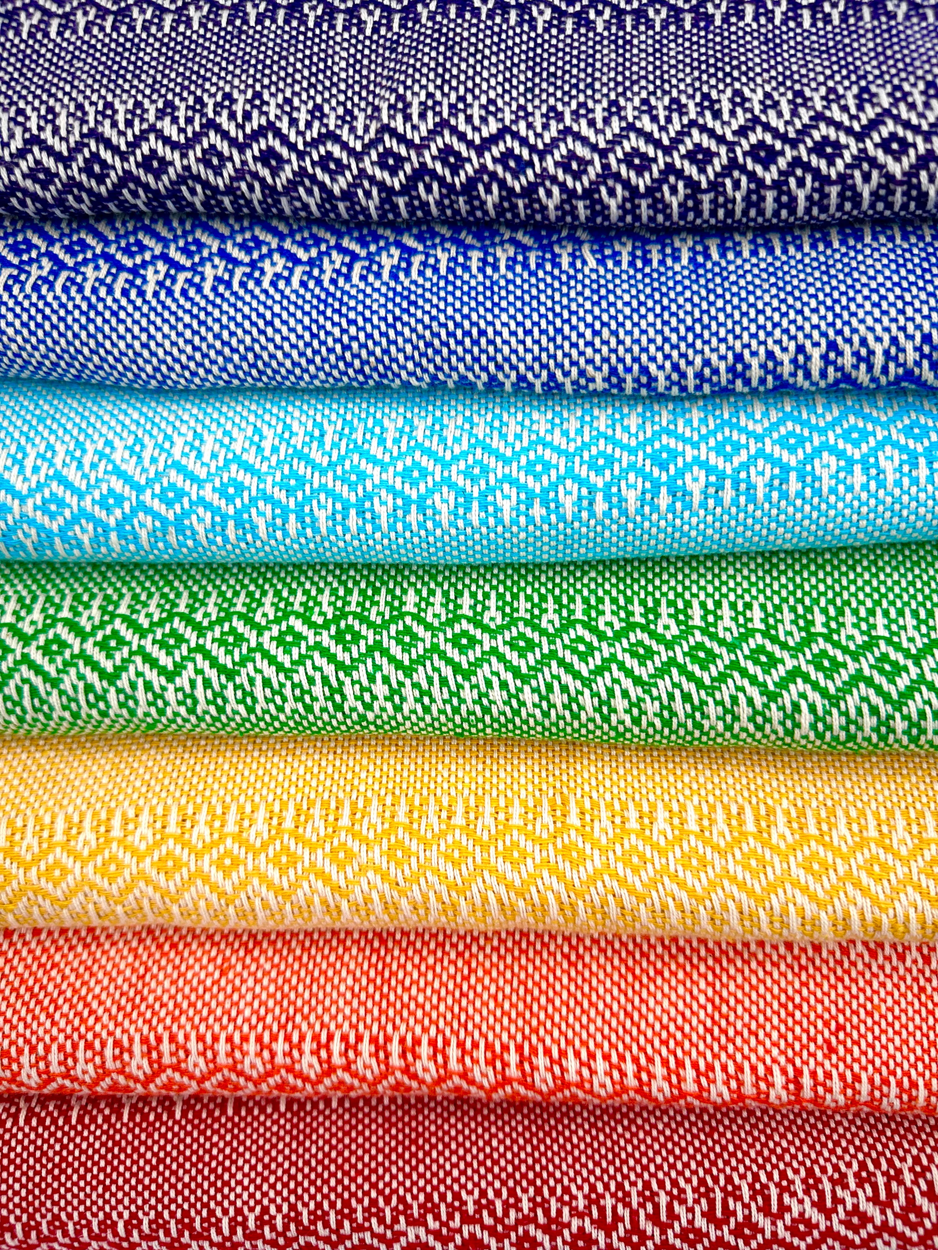 Premium Quality 100% Cotton 210cm x 65cm Mexican Rebozo Chakra Set (Set of 7)