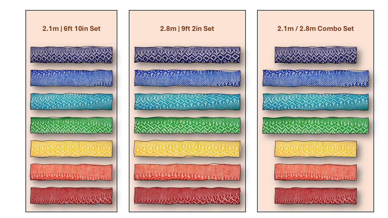 Premium Quality 100% Cotton Real Mexican Closing of the Bones Rebozo “Chakra Set” (Set of 7)