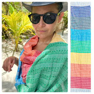 Premium Quality 2.5m (8ft 2in) 100% Cotton Mexican Rebozo Multicolour (250cm x 65cm)