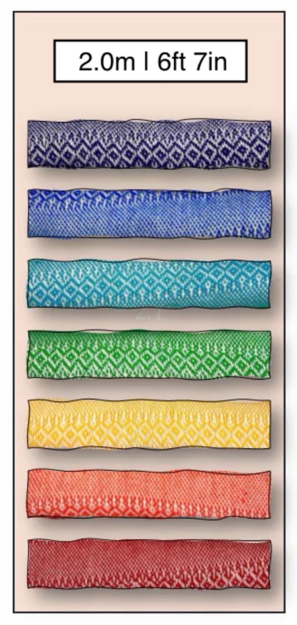 Rebozo Chakra Set (Set of 7) 100% Cotton Mexican Closing of the Bones Doula Rebozos