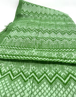 (Seconds) Zigzag Pattern Classic Artisanal Mexican Rebozo Shawl (195cmx67cm) - Green/Silver