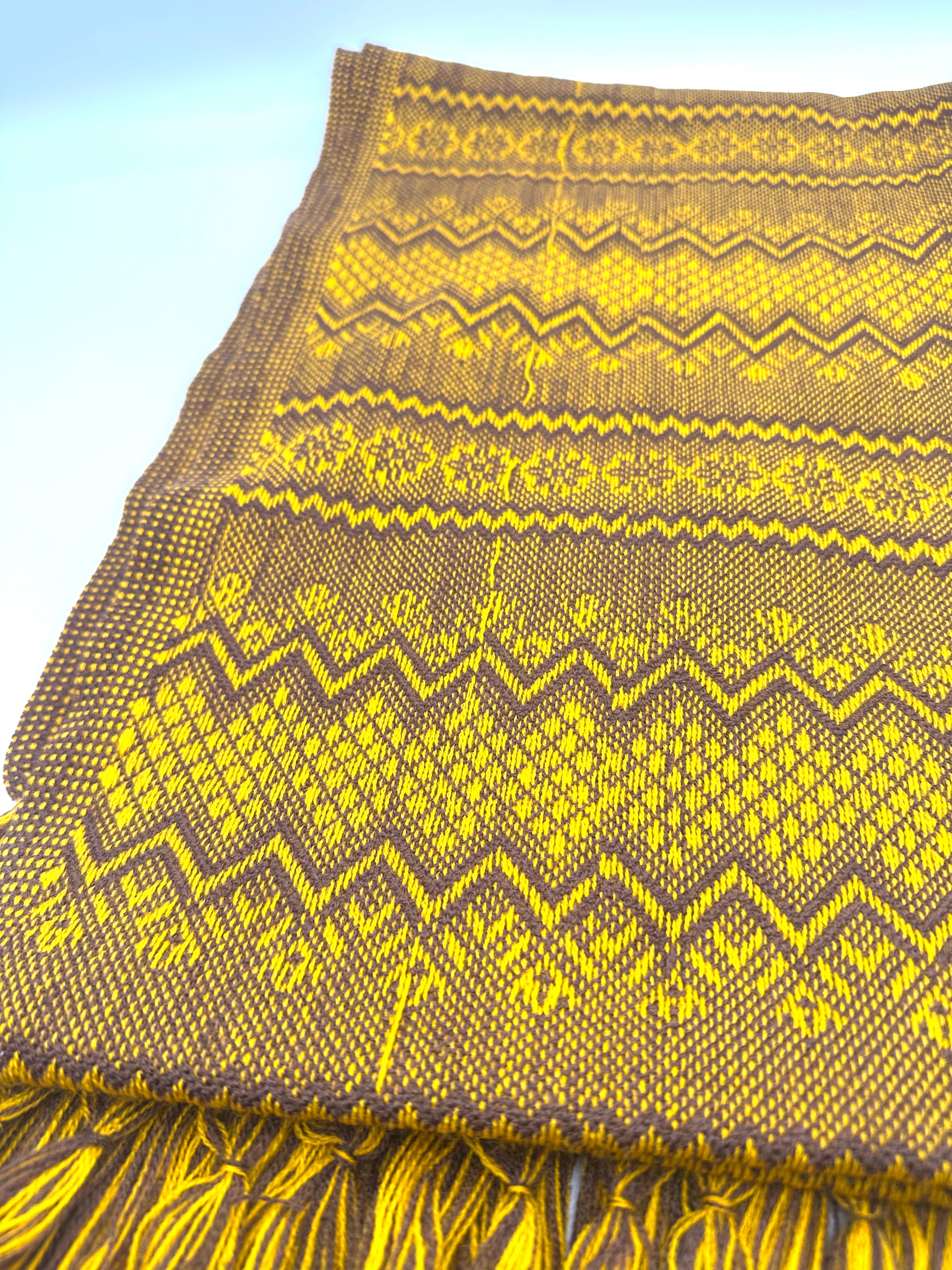 (Seconds) Zigzag Pattern Classic Artisanal Mexican Rebozo Shawl (195cmx67cm) - Honeycomb