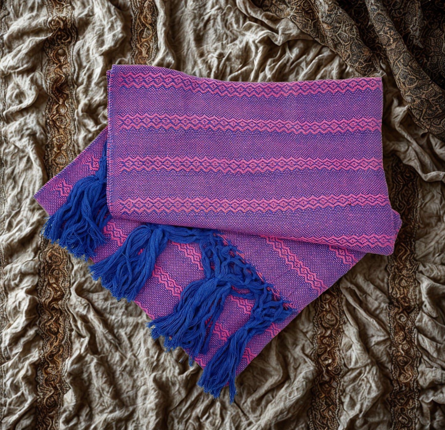 Tlaxcala 2.0m (6ft 6in) 100% Cotton Mexican Rebozo (200cm x 65cm)