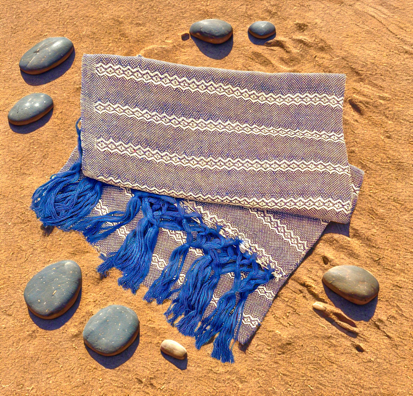 Tlaxcala 2.0m (6ft 6in) 100% Cotton Mexican Rebozo (200cm x 65cm)