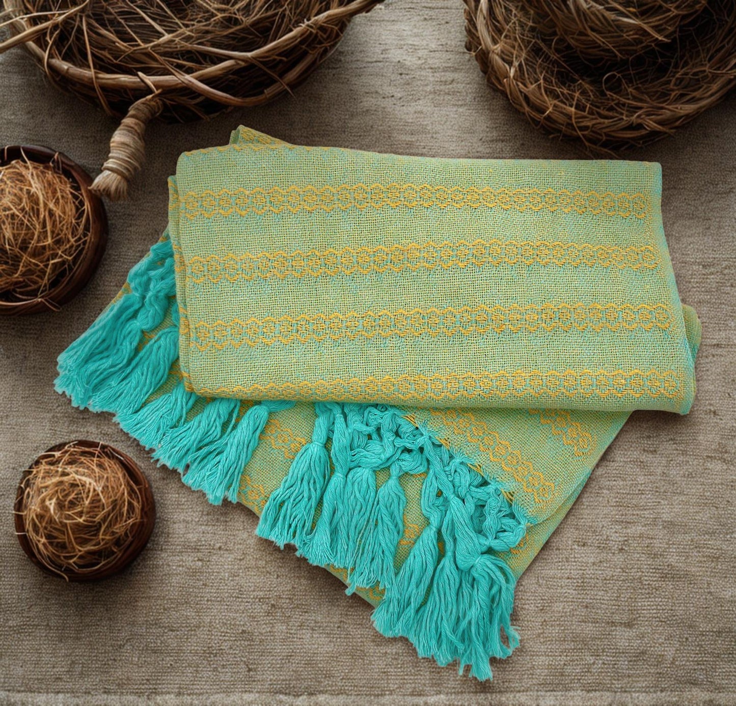 Tlaxcala 2.0m (6ft 6in) 100% Cotton Mexican Rebozo (200cm x 65cm)