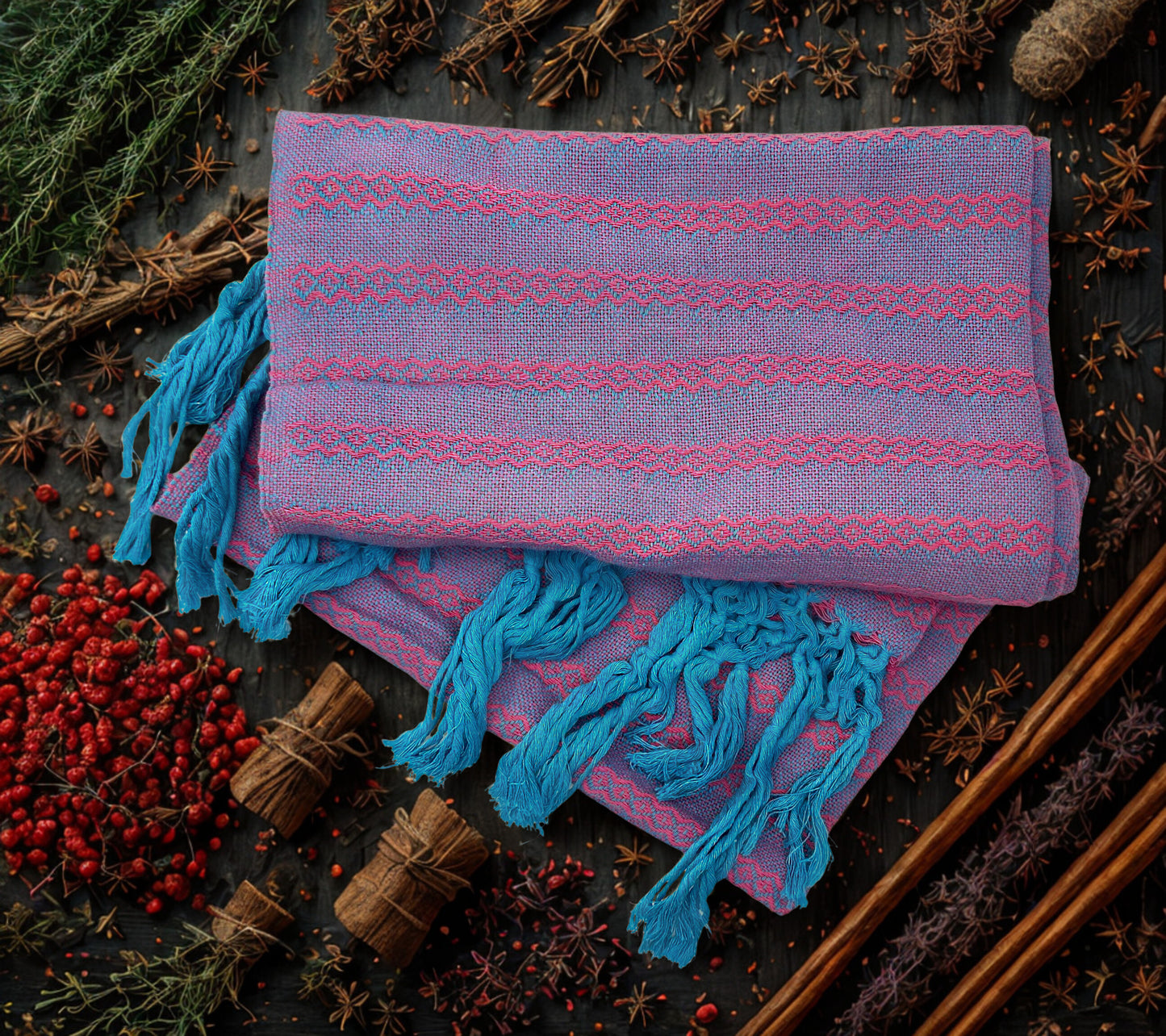 Tlaxcala 2.0m (6ft 6in) 100% Cotton Mexican Rebozo (200cm x 65cm)