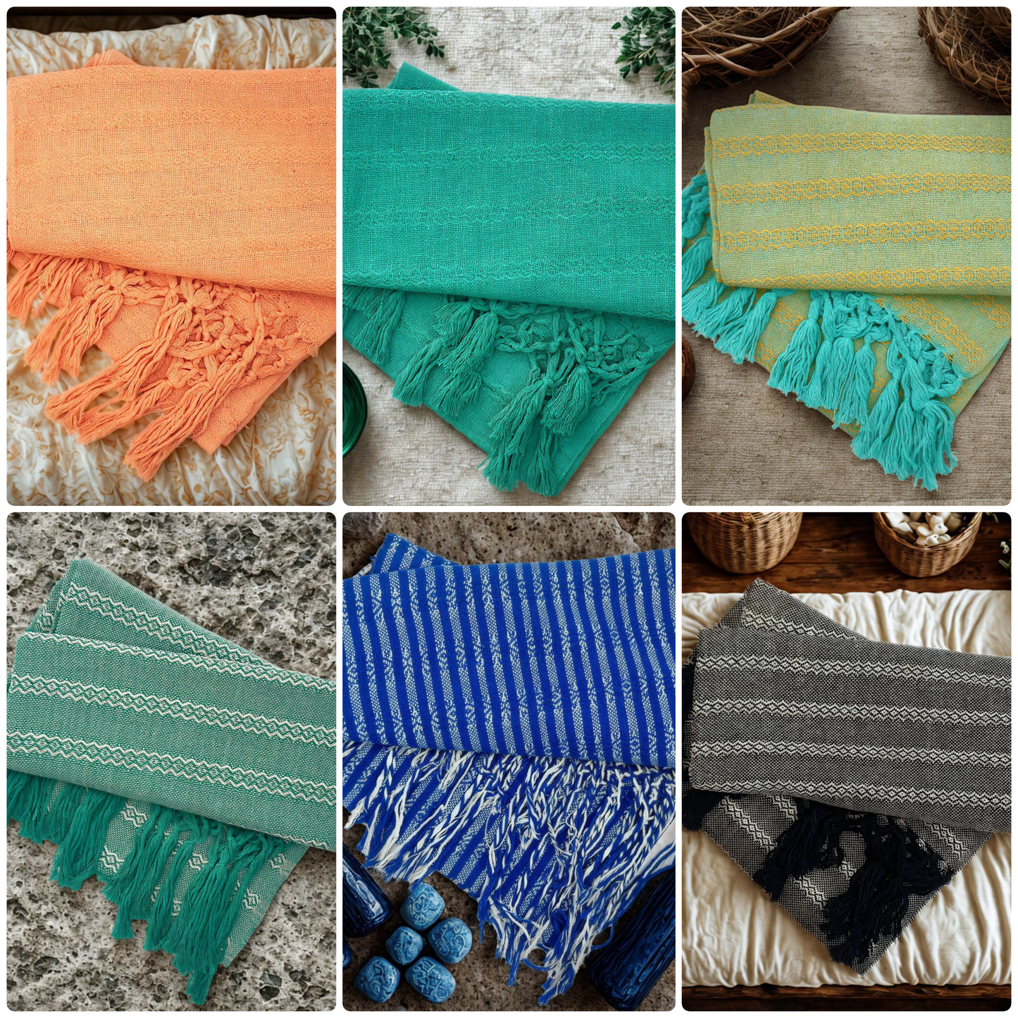 Tlaxcala 2.0m (6ft 6in) 100% Cotton Mexican Rebozo (200cm x 65cm)