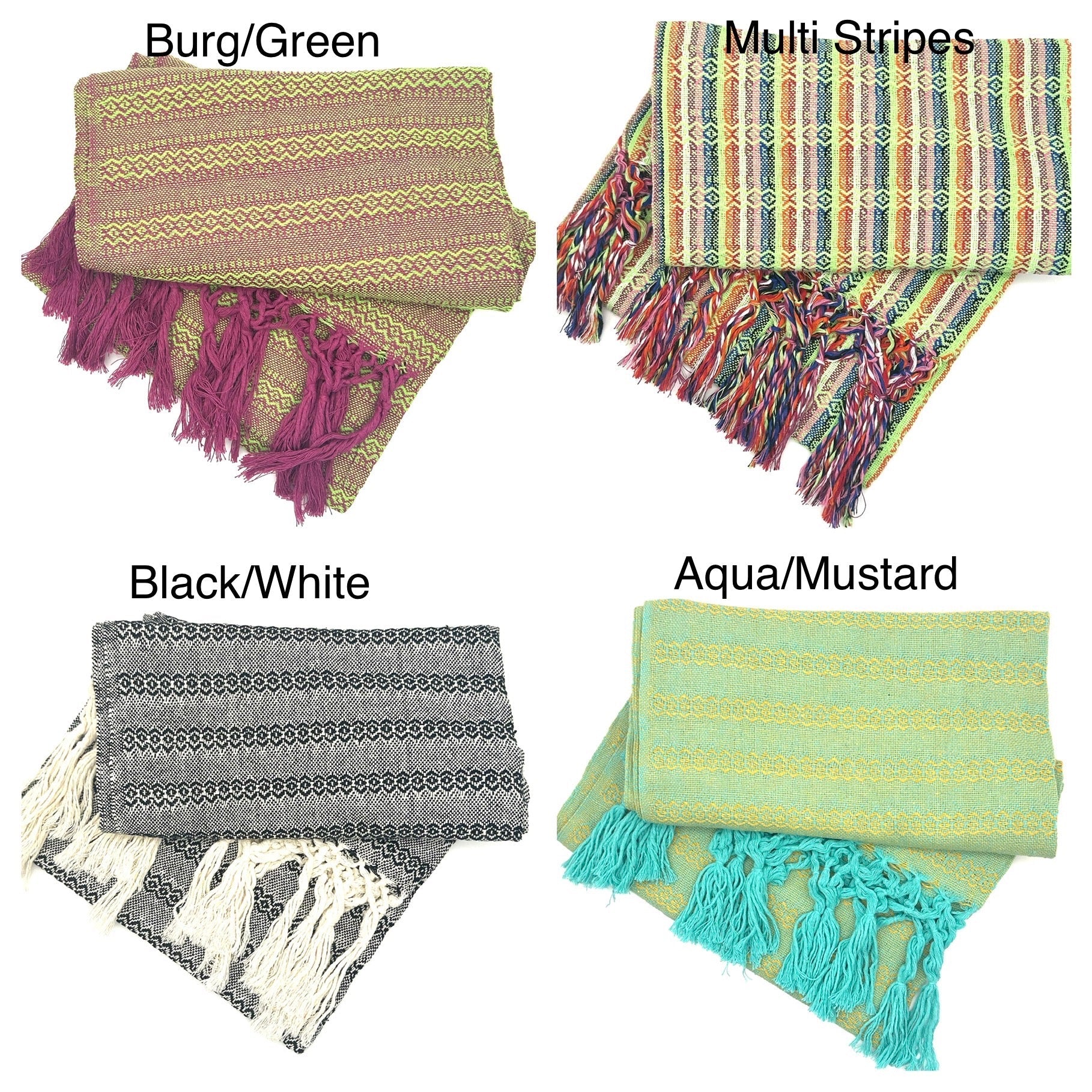 Tlaxcalteca 2.0m (6ft 6in) 100% Cotton Mexican Rebozo (200cm x 65cm)