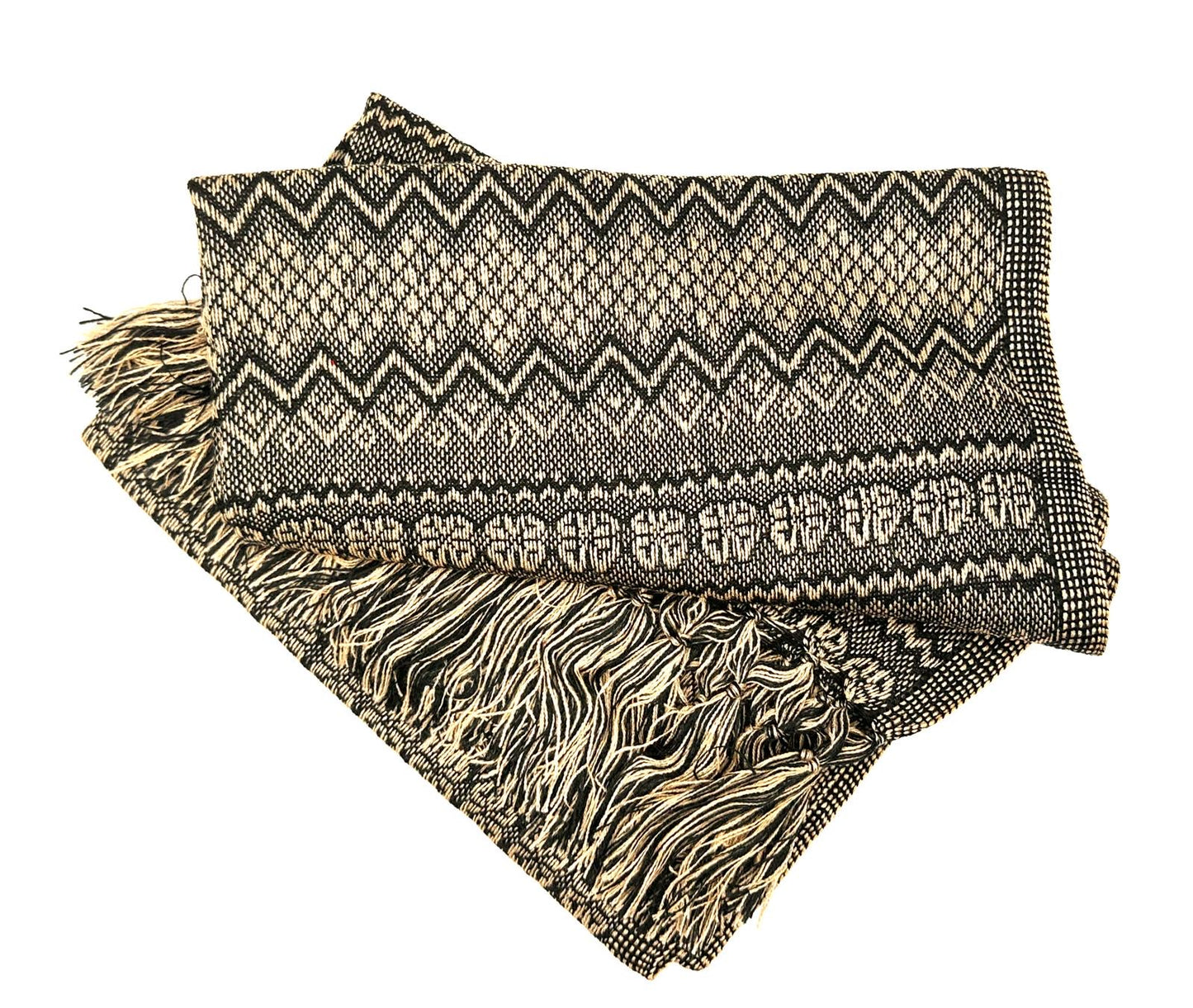 ZigZag Pattern Classic Artisanal Mexican Rebozo Shawl (195cmx67cm)