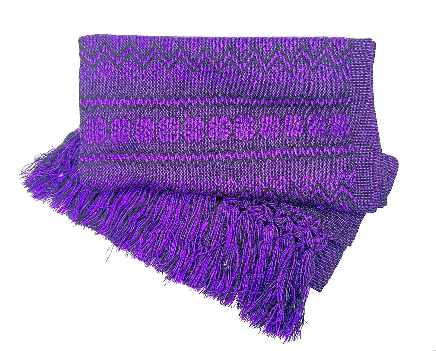 ZigZag Pattern Classic Artisanal Mexican Rebozo Shawl (195cmx67cm)
